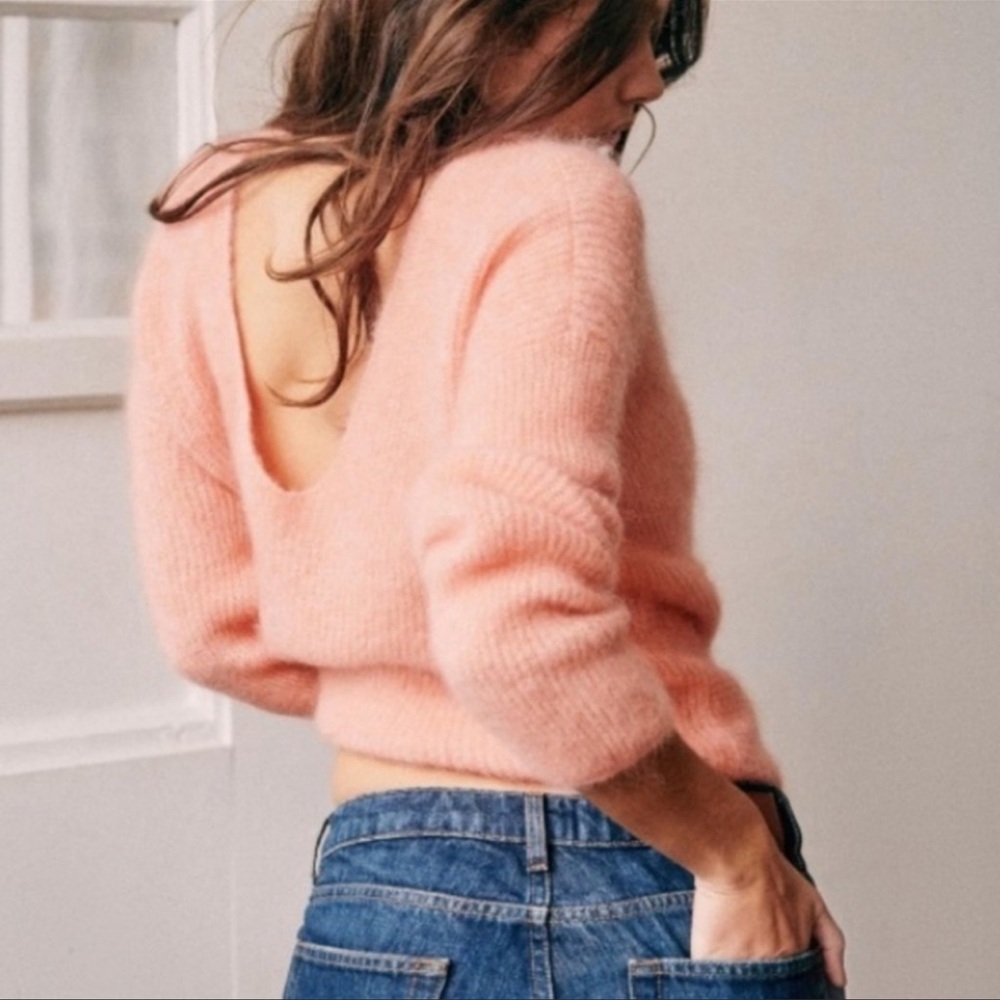 Sezane Zebulon Peach Front Twist Mohair Jumper Size M - Picture 3 of 8